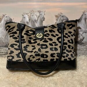 Maurizio Taiuti large vintage leather/calf hair bag